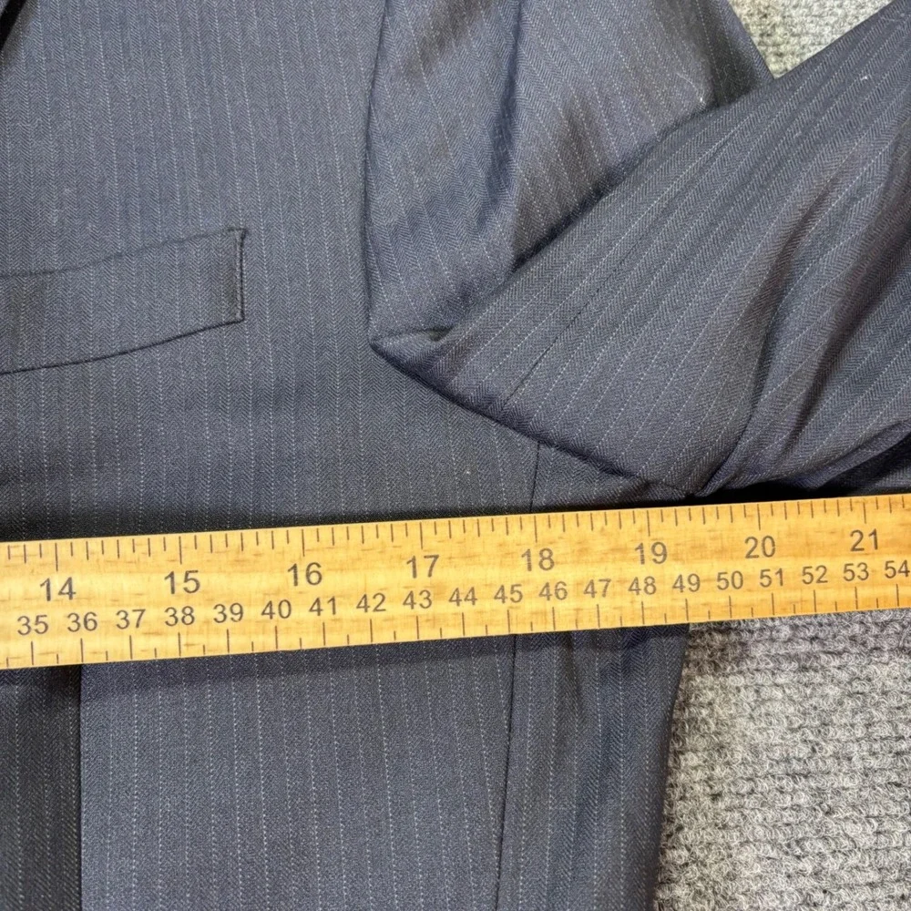 Jos A Bank 1905 Mens Slim Fit Navy Pinstripe Wool Suit Jacket Blazer 40L - Picture 4 of 11